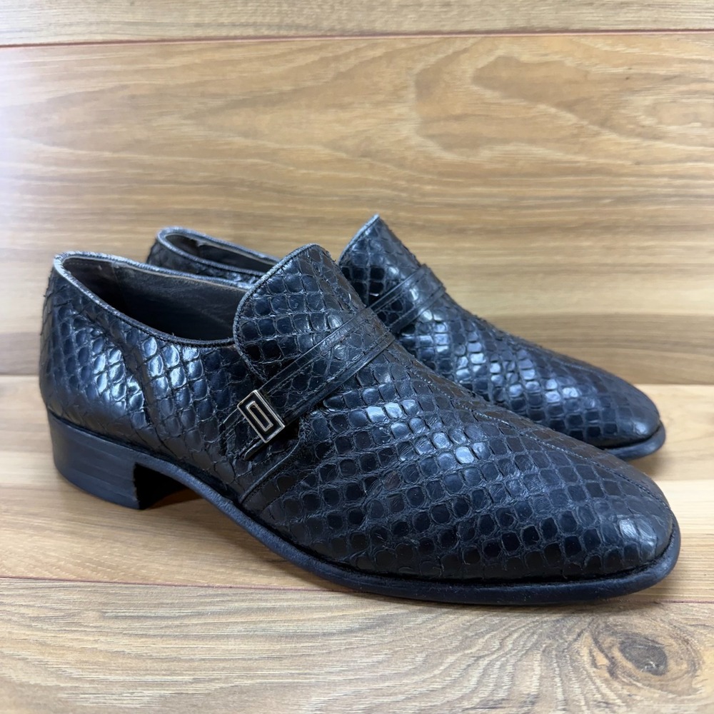 Nettleton Traditionals Snake Skin Dress Shoes Mens 8 E Black Leather‎ Split Toe